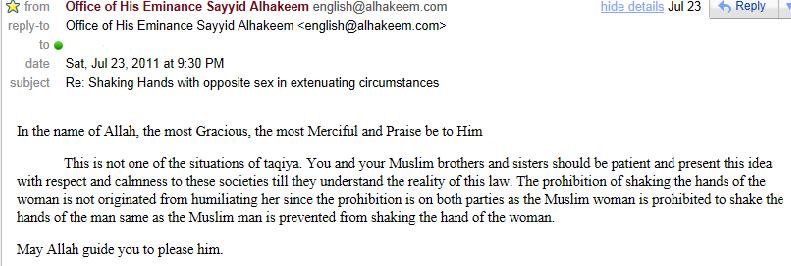 Shaking Hands is Not Taqiyah